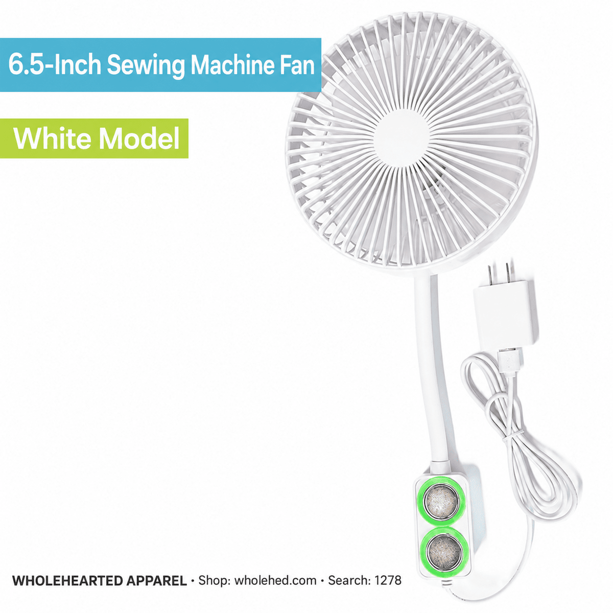 1278★ 6-Inch Sewing Machine Fan with Adjustable Speed, Strong Airflow and Dual Magnetic Mount for Industrial Sewing Machines
