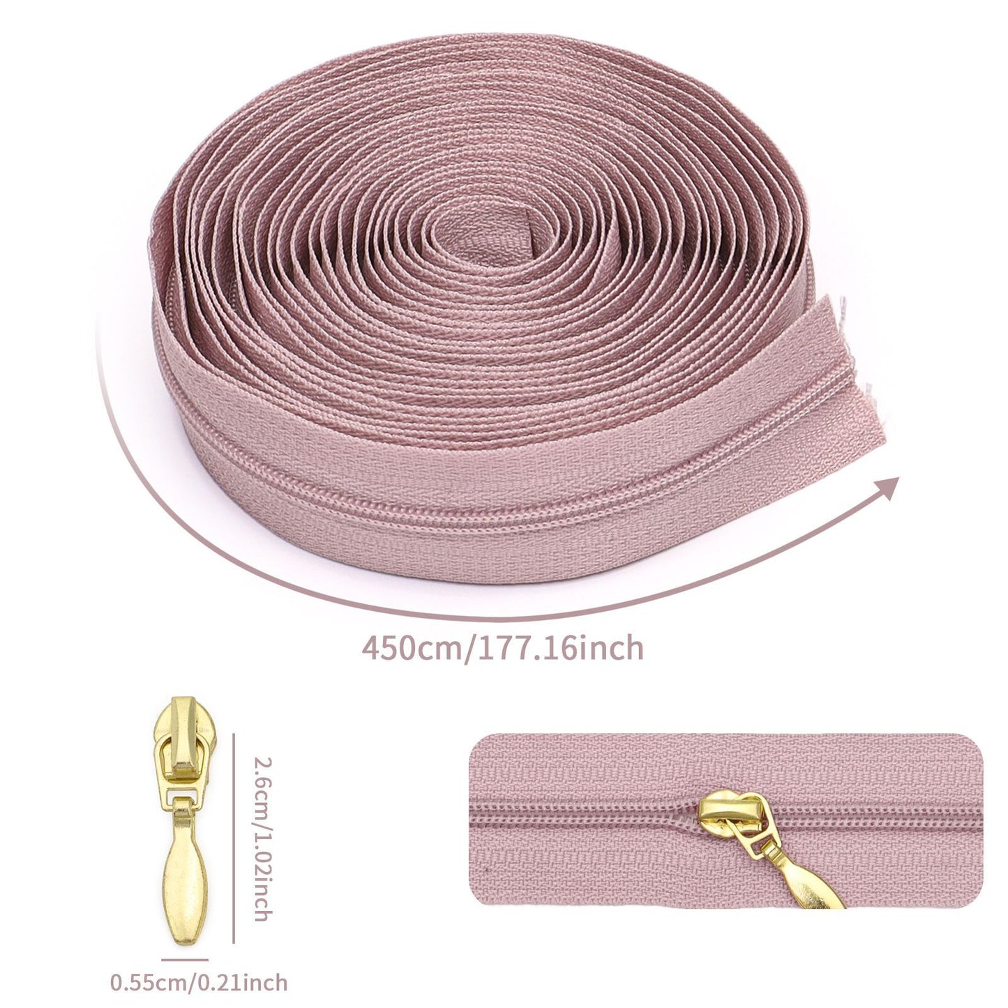 3100 Zipper No. 3 is wearing nylon solid color luggage zipper 4.5 meters + 10 light gold water drop heads = 1 pack