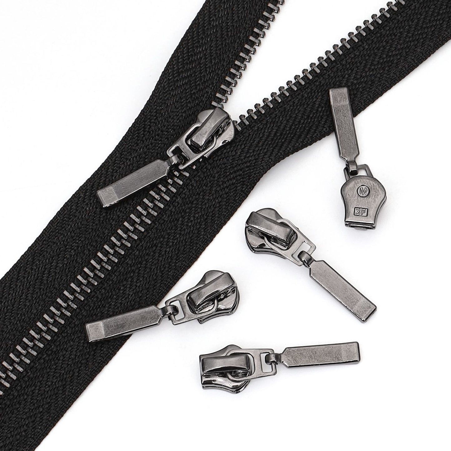 3099 Zipper No. 3 metal slider horseshoe head platinum light gold gun color ribbon lock luggage clothing zipper can be factory direct sales