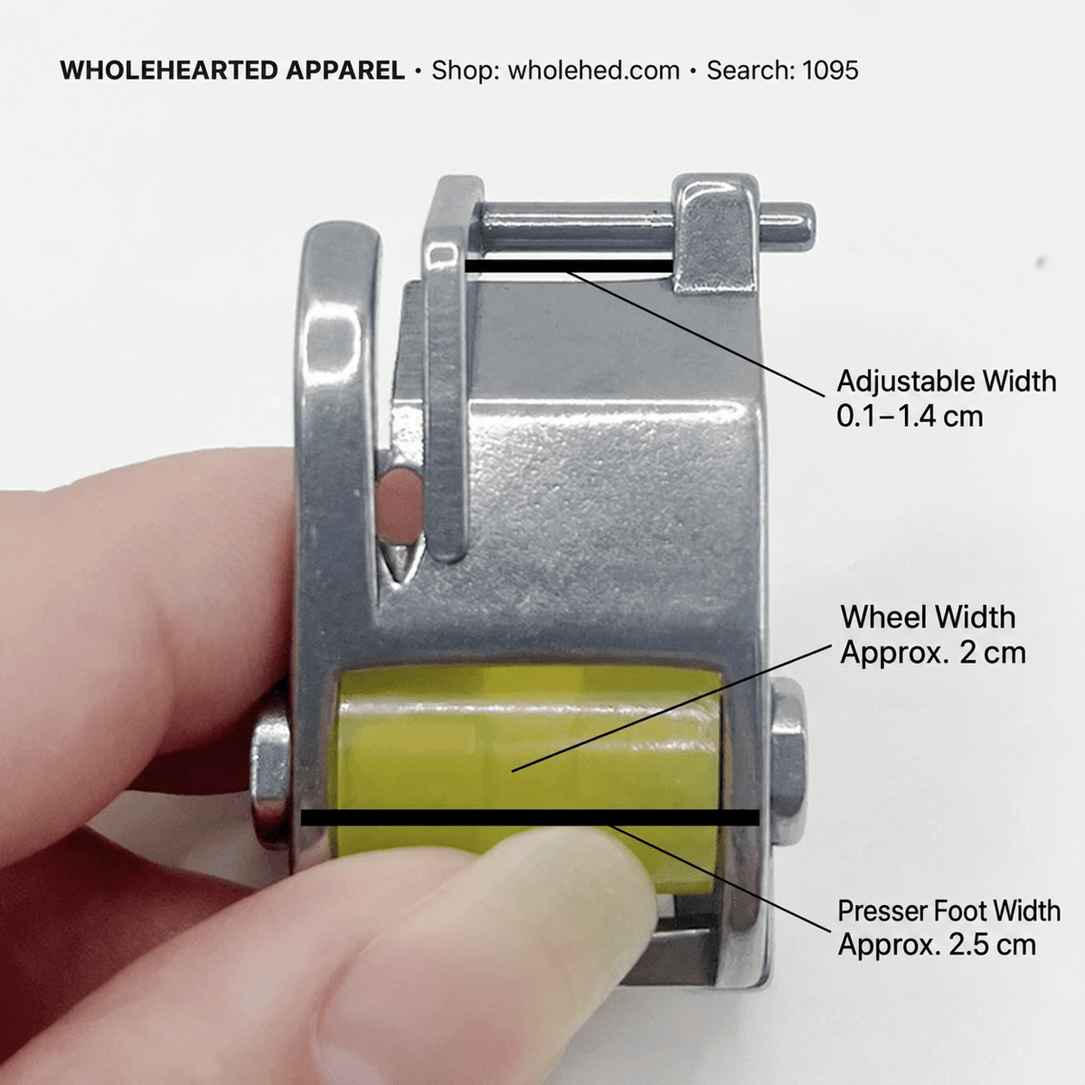 1095★ Adjustable-Width Roller Hemming Presser Foot for Industrial Flatbed Sewing Machines, Pant Hems and Shirt Collars