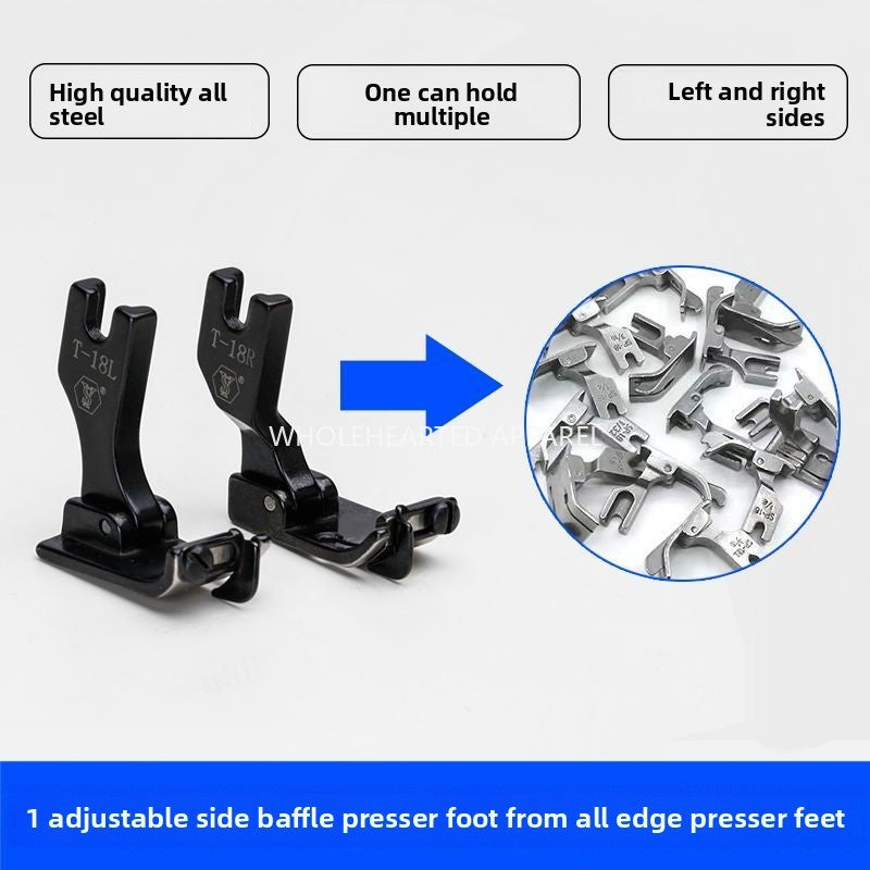 1569★  New computer flat car universal universal T-18 adjustable blocking edge presser foot left and right with knife head stop open wire presser foot
