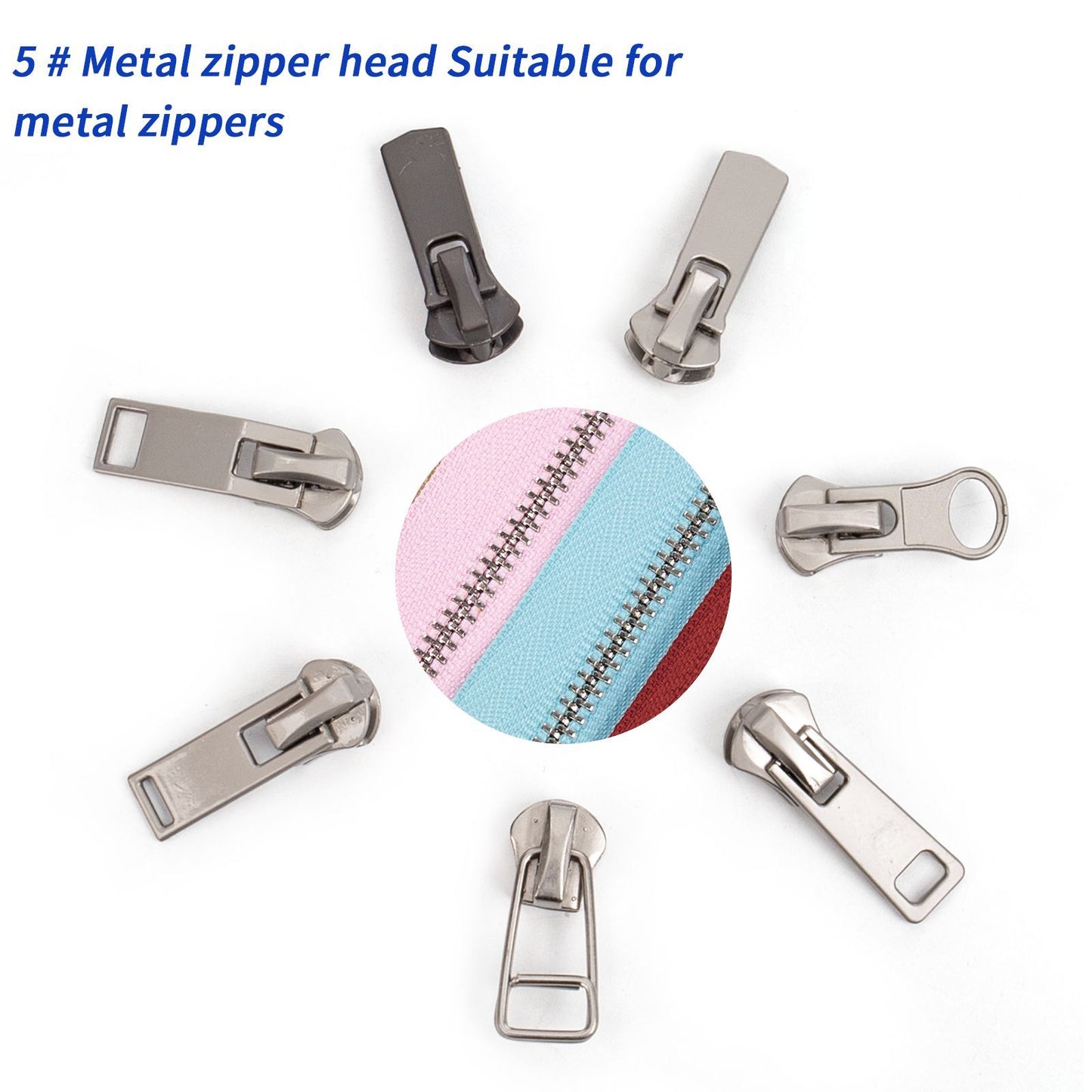 3109 Zipper No. 5 metal positive wear slider head pearl hanging white gun color zipper head multi-shaped lanyard