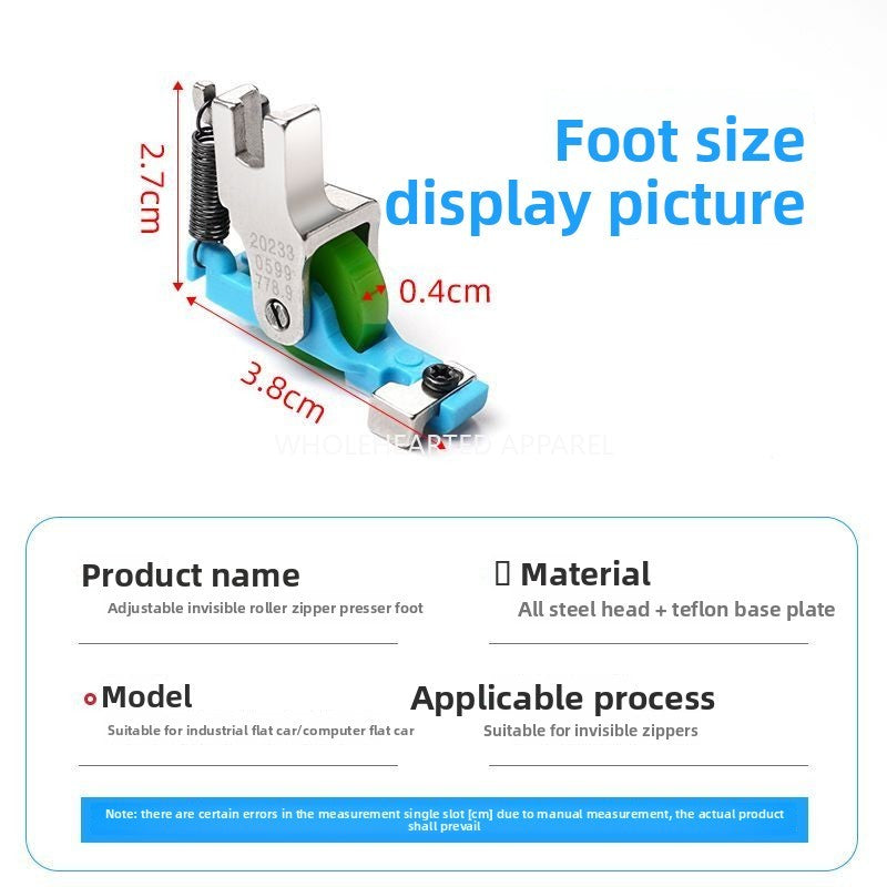 1630★  New flat car plastic Teflon roller presser foot S518 upper invisible zipper adjustable roller presser foot sewing accessories