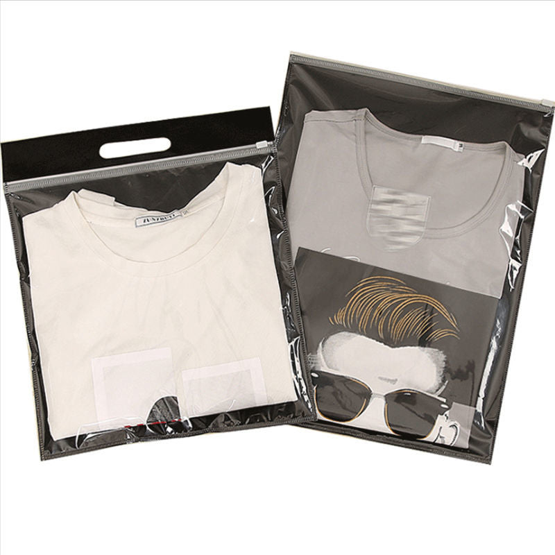 3227★ Non-woven zipper bag Transparent packaging bag Portable self-sealing bag Portable custom logo clothes storage sealing bag