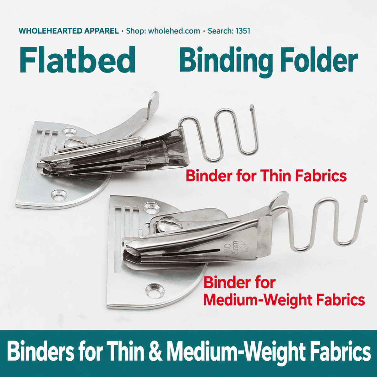 1351★ 4-Fold Edge Binding Folder with Presser Foot for Industrial Flatbed Sewing Machines