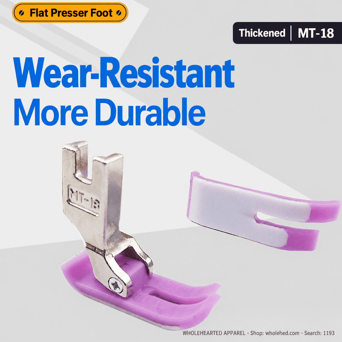 1193★ MT-18 Thickened Wear-Resistant Plastic Presser Foot for Industrial Computerized Lockstitch Sewing Machines.