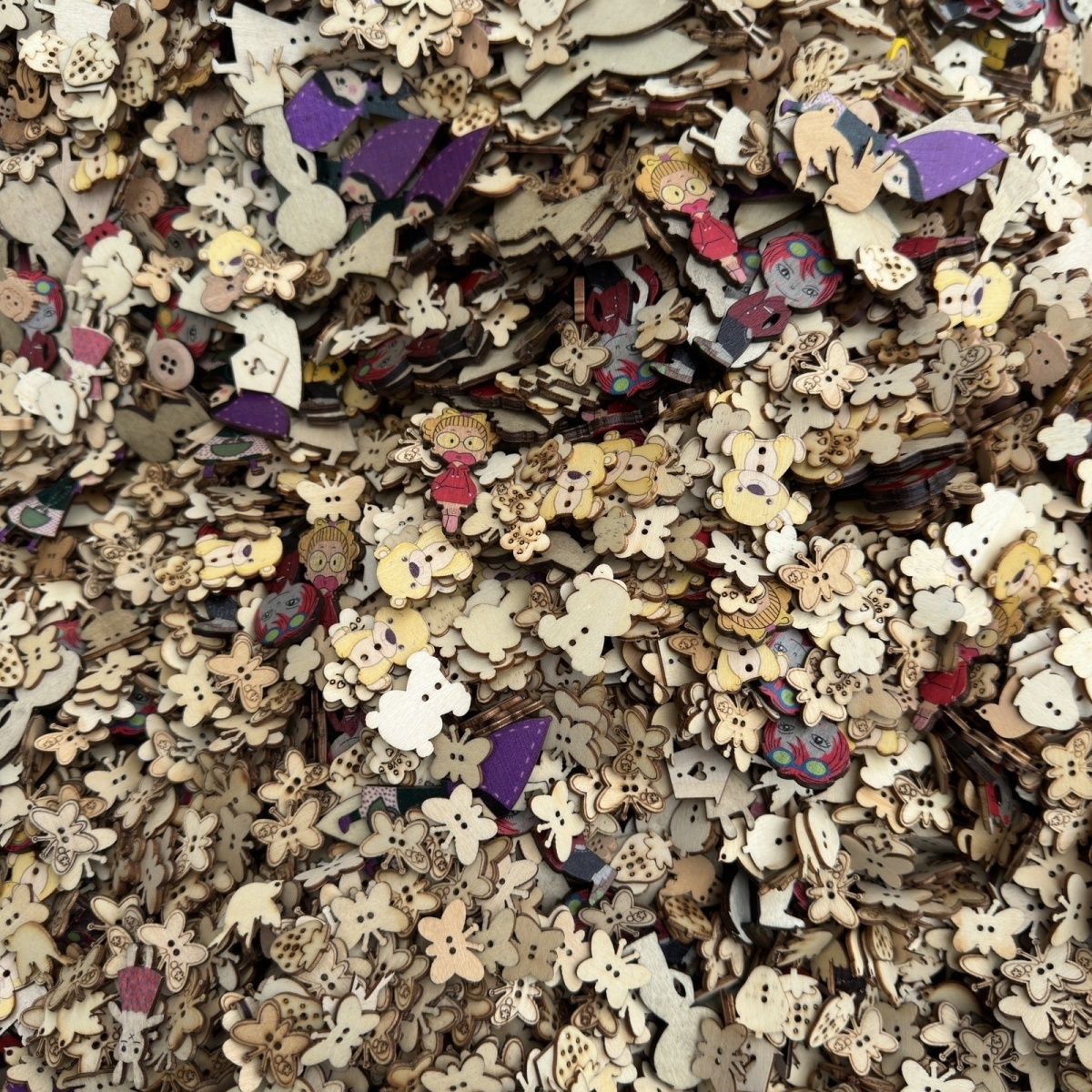 3049 Button children's handmade wood cartoon DIY button DIY wooden color cute sweater decorative material