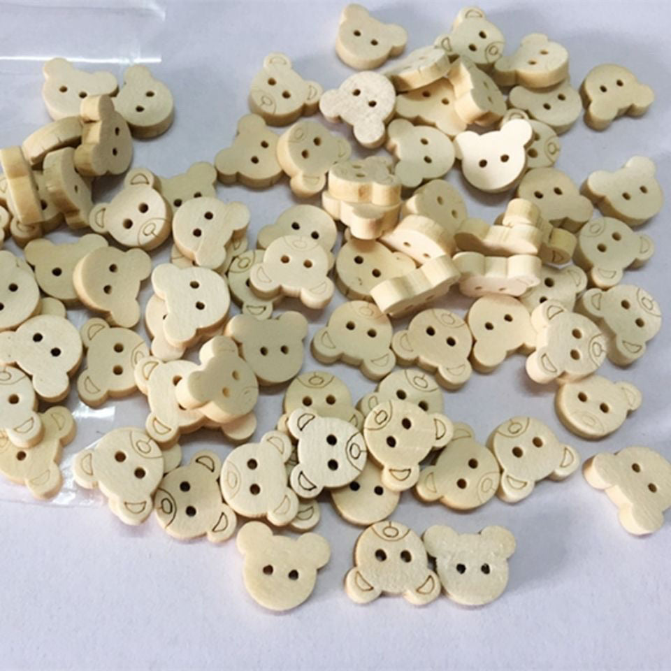 3045  Natural log color bear handmade wooden cartoon button cute baby children's sweater diyDIY decorative button
