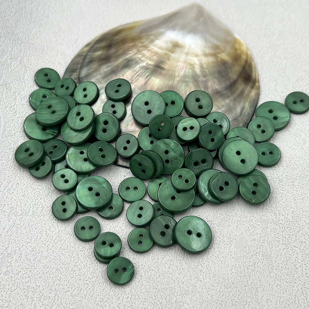 3066 boutons coquillages faits main pour enfants, couleur vert foncé, chemise haut de gamme, cardigan tricoté en mousseline de soie, boutons de bouche