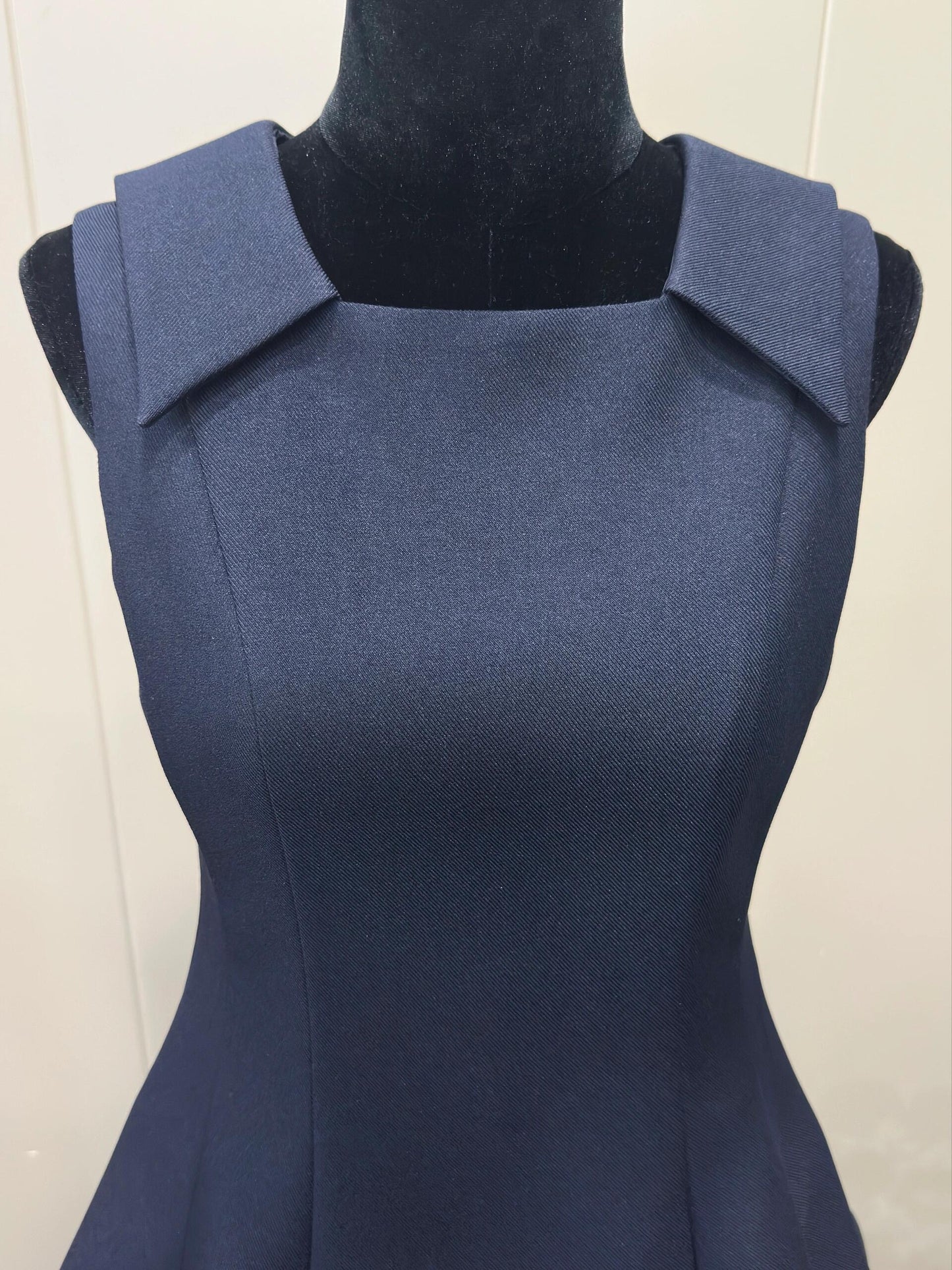 8030★ Qianjin Wind MIU Department High-end navy blue mesh stitching sleeveless dress puffy skirt women's summer