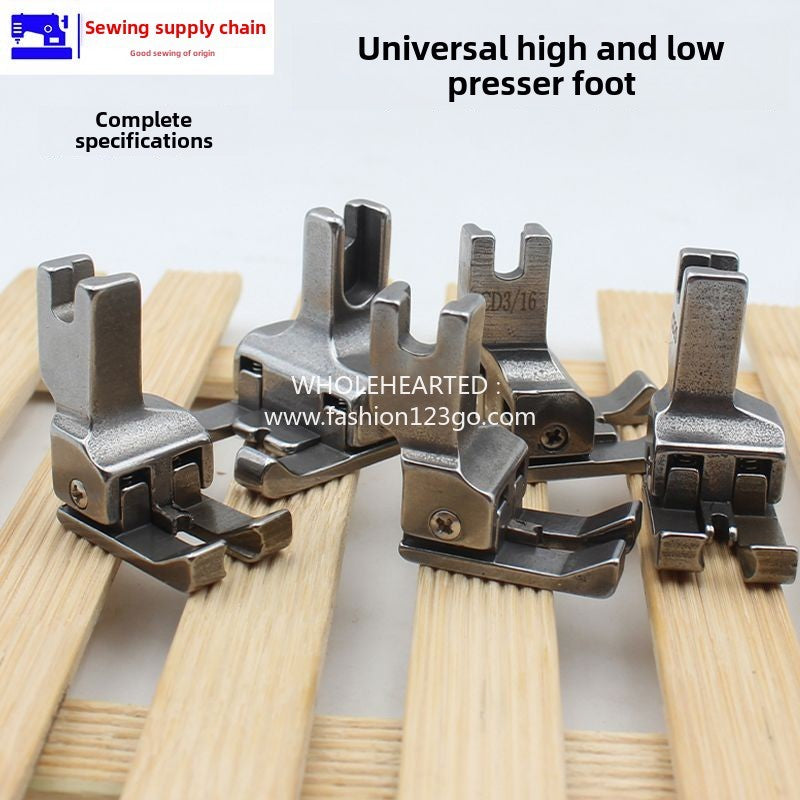 1214★ Prensatelas universal de acero para carro plano, alto y bajo, izquierda y derecha Prensatelas universal de acero para carro plano, alto y bajo, presión del prensatelas con tope de nervadura 0,1 0,2 líneas