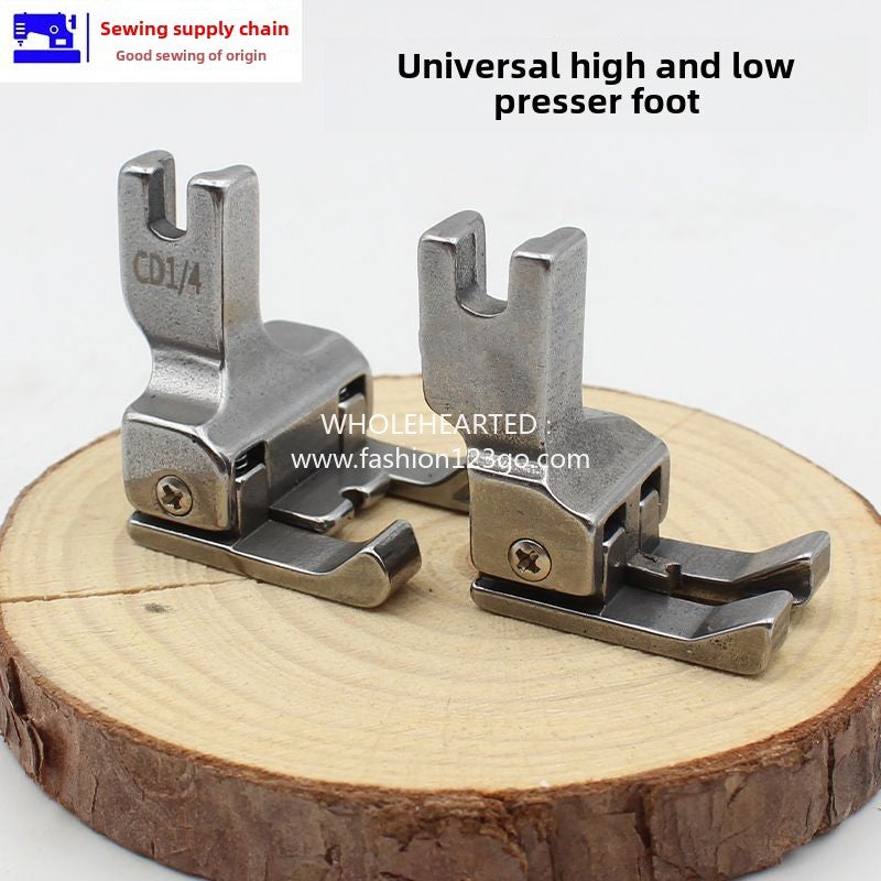 1214★ Prensatelas universal de acero para carro plano, alto y bajo, izquierda y derecha Prensatelas universal de acero para carro plano, alto y bajo, presión del prensatelas con tope de nervadura 0,1 0,2 líneas