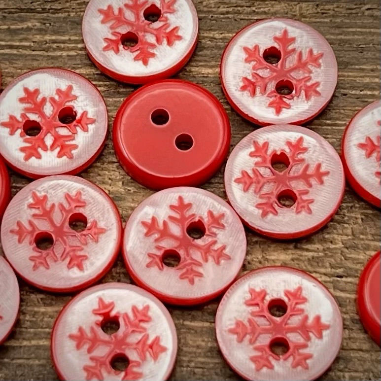 3063 Snowflake pattern button red resin shirt cardigan button shirt two eyes round button handmade children DIY