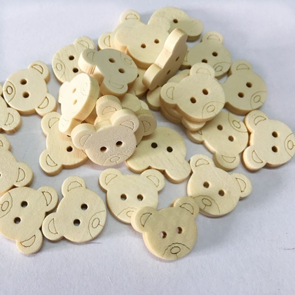 3045  Natural log color bear handmade wooden cartoon button cute baby children's sweater diyDIY decorative button