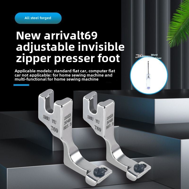 1069★ Model number T69 (adjustable) Invisible zipper presser foot with notch Multifunctional zipper presser foot Computer flat car Industrial flat seam