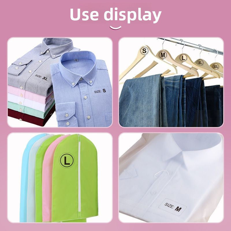3226★ Transparent size sticker sticker clothing M S L XL XXL pants shoes and hats shoe box round self-adhesive children's clothing
