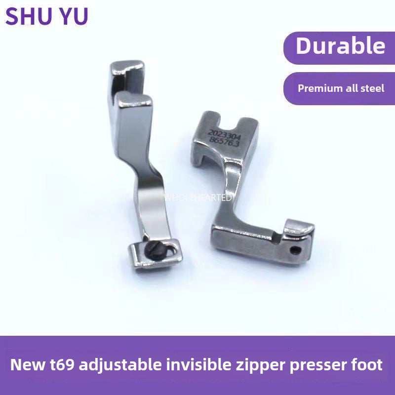 1069★ Model number T69 (adjustable) Invisible zipper presser foot with notch Multifunctional zipper presser foot Computer flat car Industrial flat seam
