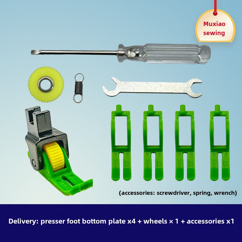 1016★ Upgraded version of wide gap flat car plastic roller presser foot does not eat cloth, does not rush cloth pressing line, thick and thin universal wheel presser foot