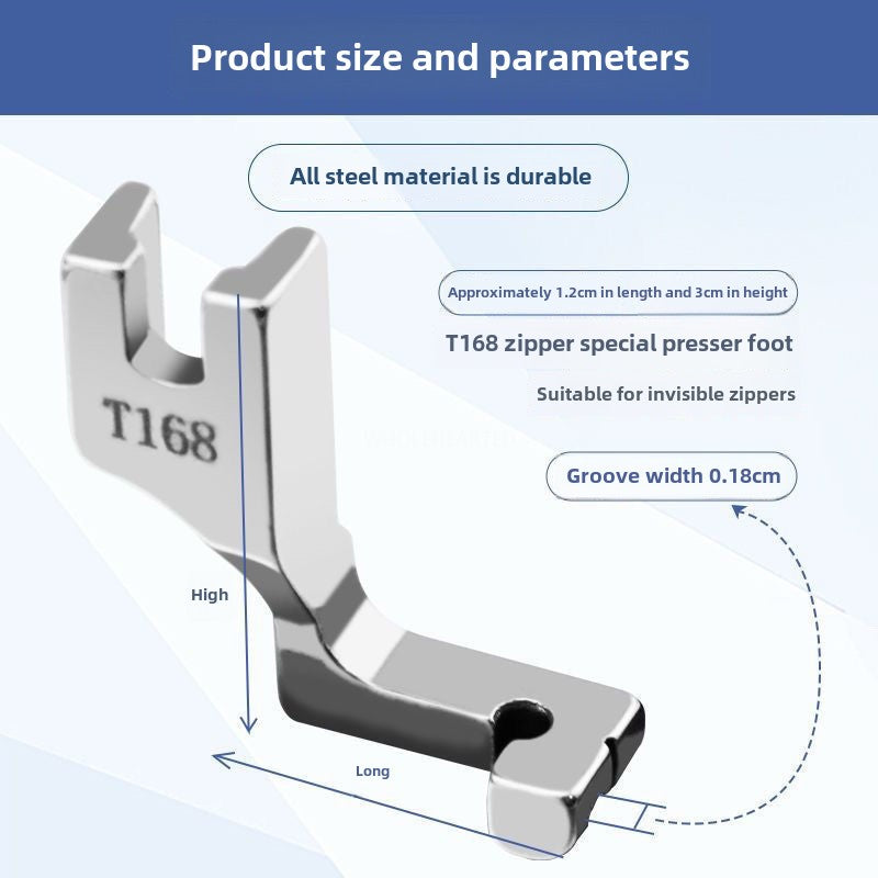 1069★ Model number T69 (adjustable) Invisible zipper presser foot with notch Multifunctional zipper presser foot Computer flat car Industrial flat seam