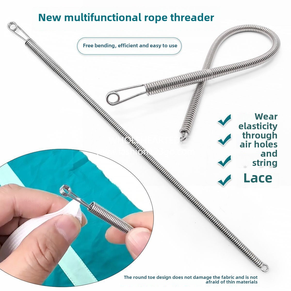 1090★ New bending rope threading tool Multifunctional spring eye piercer Clothes rubber band wearing elastic aid