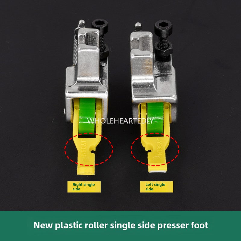 1004★ flat car new Teflon plastic roller unilateral presser foot JY36 unilateral upper zipper presser foot sewing machine accessories