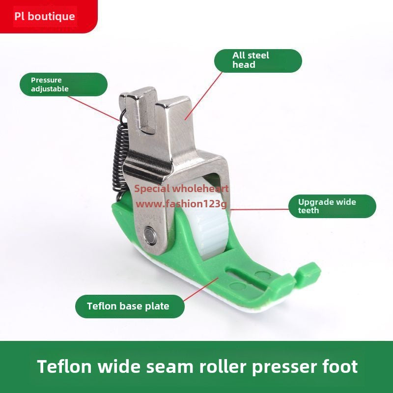 1006★ 1009★New PL boutique newly upgraded flat car (wide gap) Teflon roller presser foot thin and thick universal do not eat cloth rush cloth accessories
