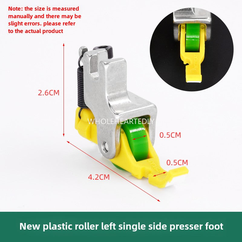 1004★ flat car new Teflon plastic roller unilateral presser foot JY36 unilateral upper zipper presser foot sewing machine accessories