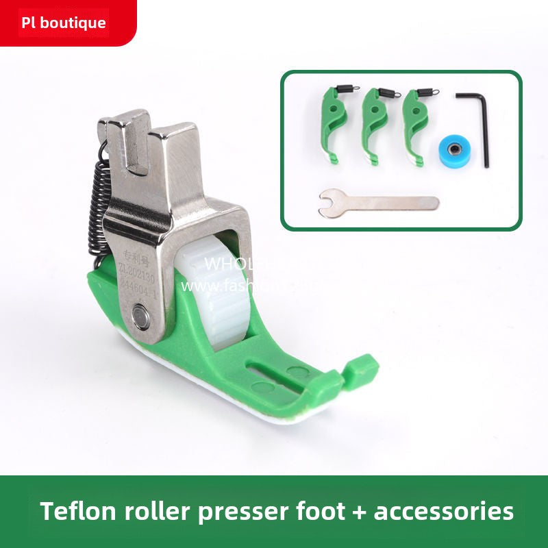 1006★ 1009★New PL boutique newly upgraded flat car (wide gap) Teflon roller presser foot thin and thick universal do not eat cloth rush cloth accessories