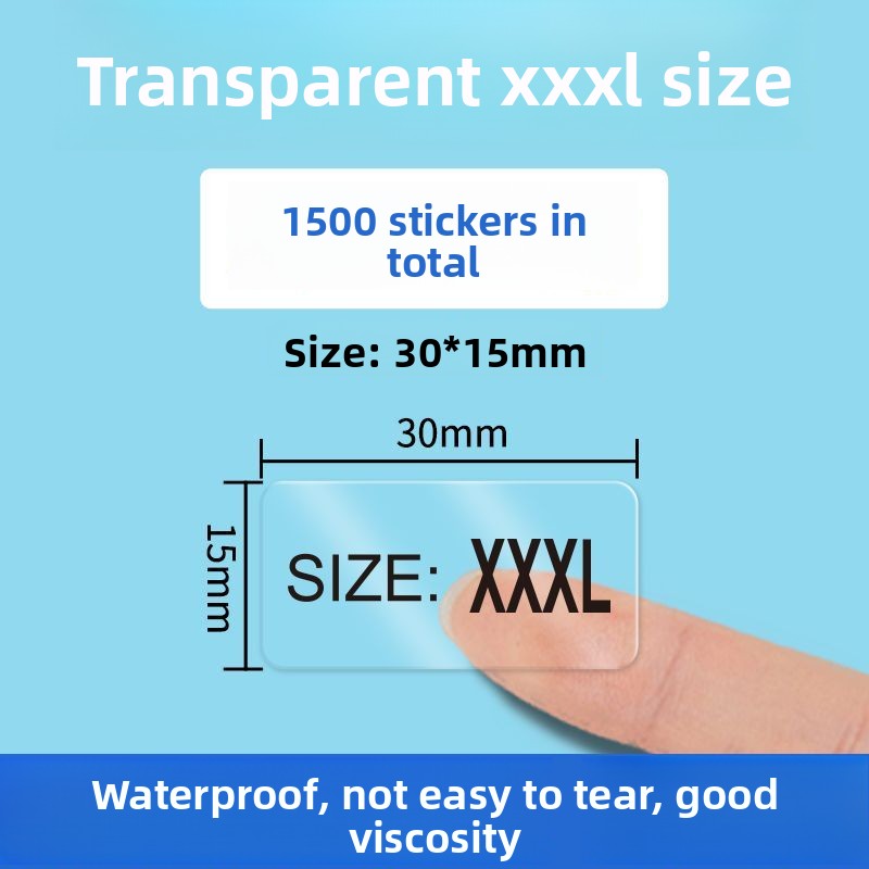 3226★ Transparent size sticker sticker clothing M S L XL XXL pants shoes and hats shoe box round self-adhesive children's clothing