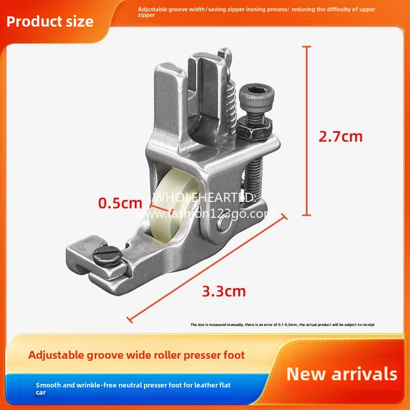 1007★ New Flat Car Adjustable Invisible Zipper Roller Presser Foot Sewing Machine Zipper Special Wheel Presser Foot No Wrinkle