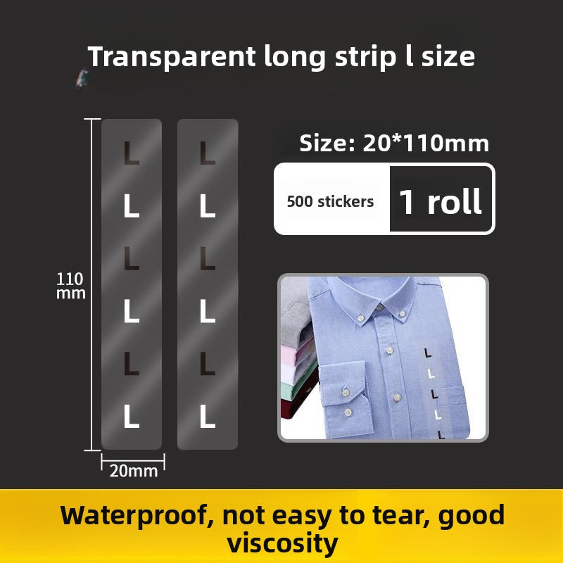 3226★ Transparent size sticker sticker clothing M S L XL XXL pants shoes and hats shoe box round self-adhesive children's clothing