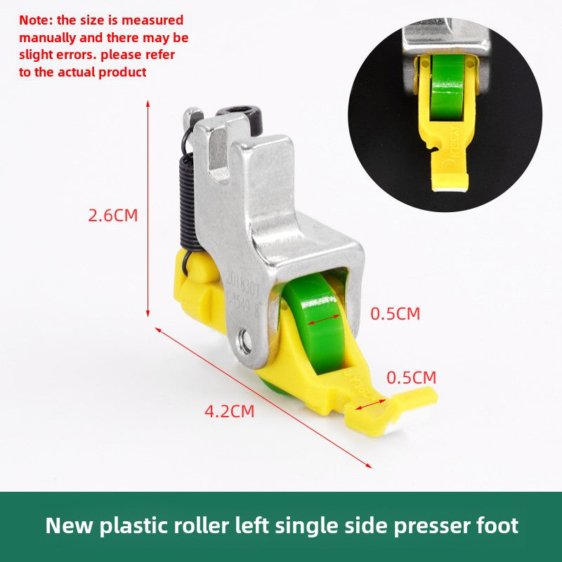 1004★ flat car new Teflon plastic roller unilateral presser foot JY36 unilateral upper zipper presser foot sewing machine accessories