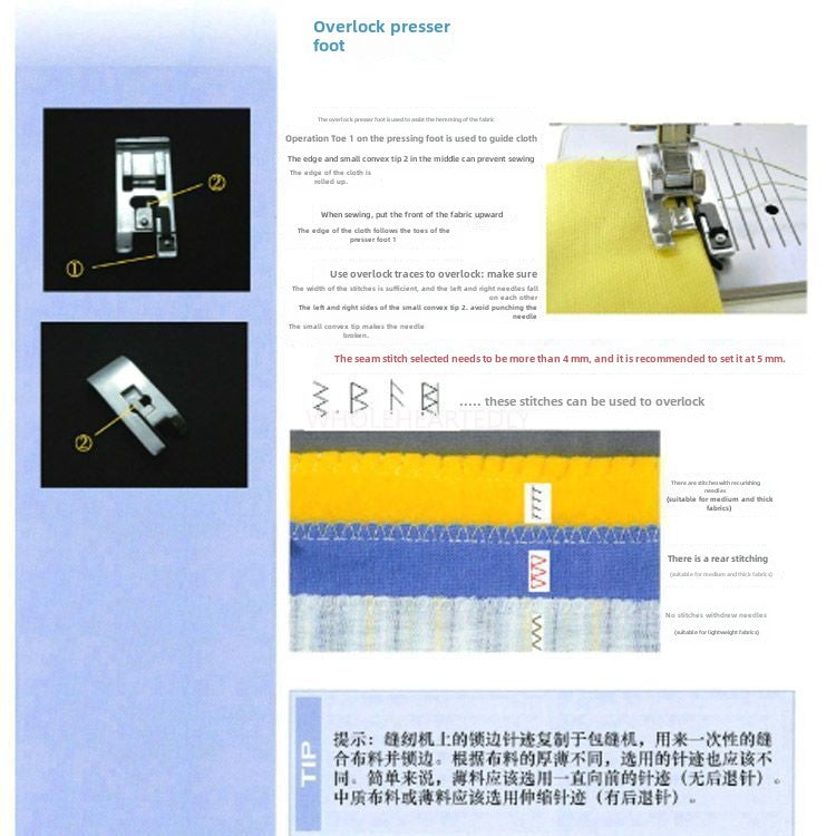 1022★ Locking edge pressing foot, Shengjia Brothers leaping butterfly heavy machine household multi-functional sewing machine cloth edge sewing locking edge pressing foot