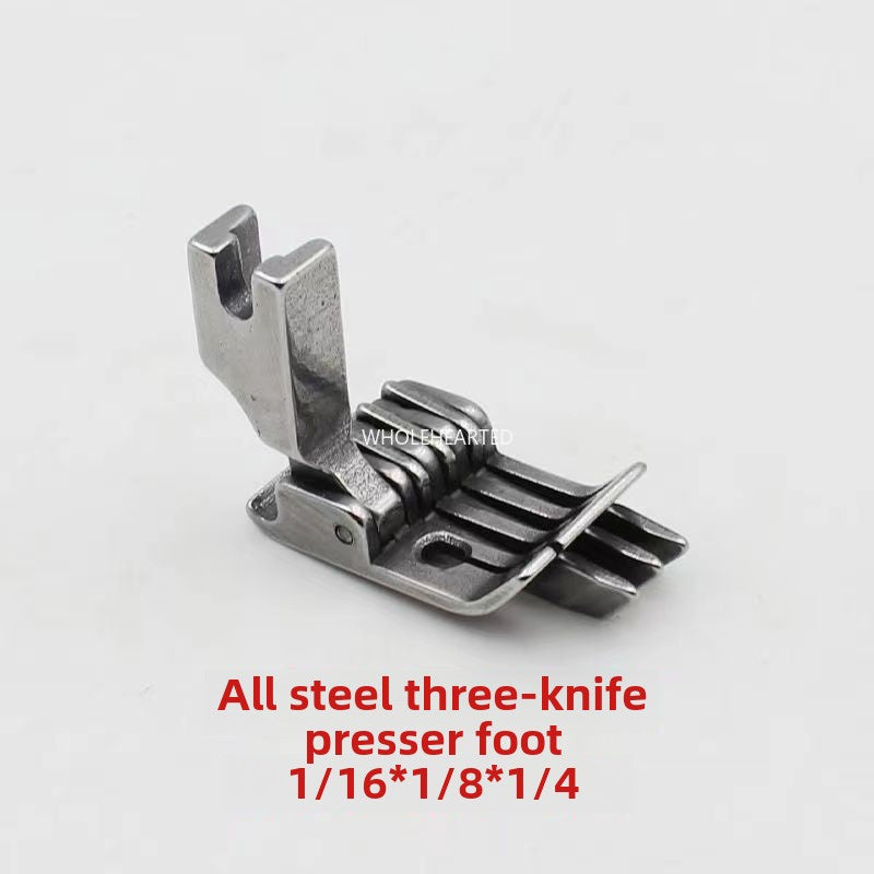 1050★ Flat car with knife presser foot All-steel double three-knife presser foot Jeans back bag tangential presser foot Unilateral double knife stop presser foot