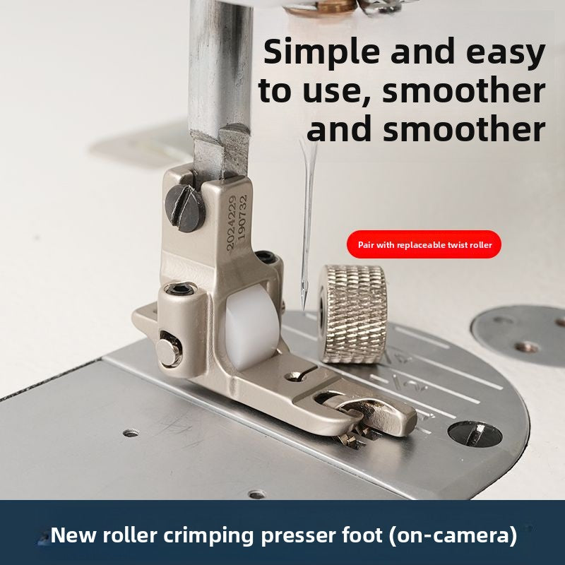 1650★  New roller 0.3 stop crimping presser foot electroplating all-steel flat car universal folding hem presser foot sewing accessories