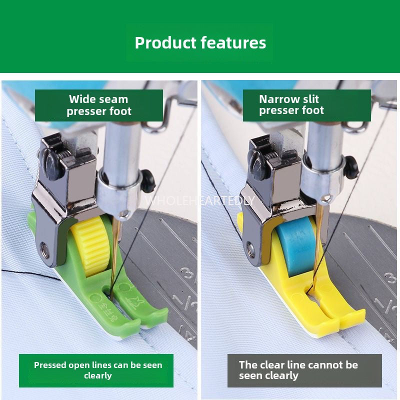 1016★ Upgraded version of wide gap flat car plastic roller presser foot does not eat cloth, does not rush cloth pressing line, thick and thin universal wheel presser foot