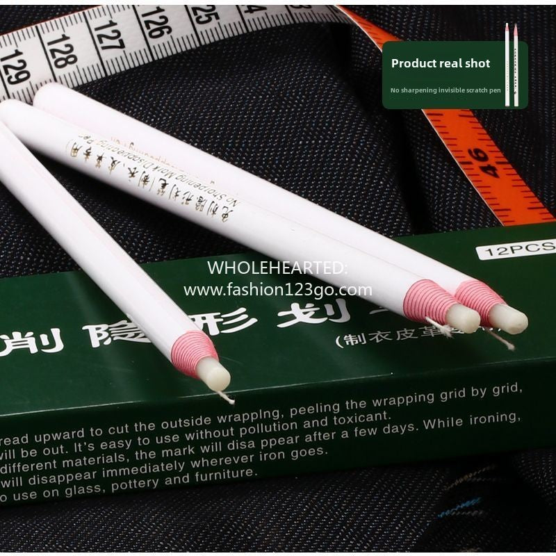 1121★ No-cutting invisible strokes, powder strokes, gas-dissipating white pull lines, crayons disappear at high temperature, clothing and clothing leather points