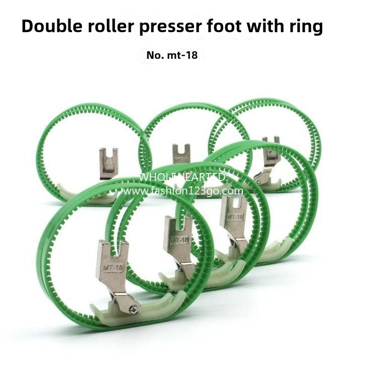 1106★ MT-18 roller rubber ring presser foot, left and right unilateral double roller presser foot flat car down leather plastic belt ring S