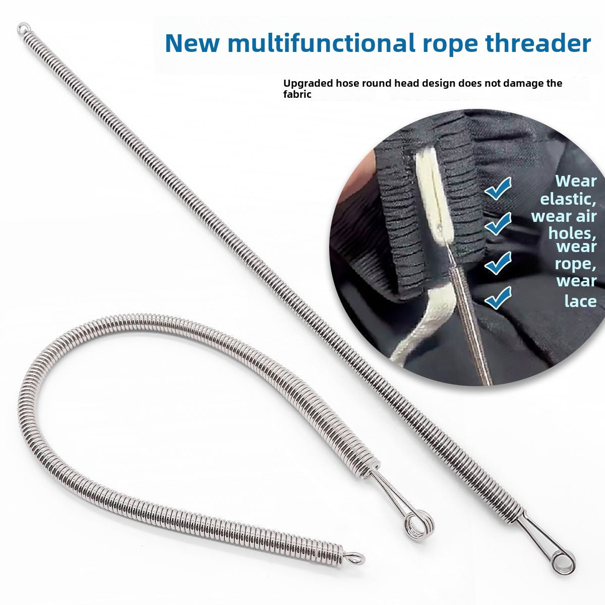 1090★ New bending rope threading tool Multifunctional spring eye piercer Clothes rubber band wearing elastic aid