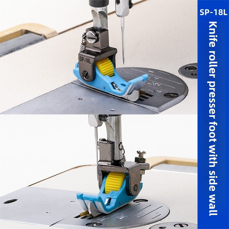 1692★  New flat car plastic Teflon baseplate left and right rib roller presser foot SP-18 with knife presser foot sewing accessories