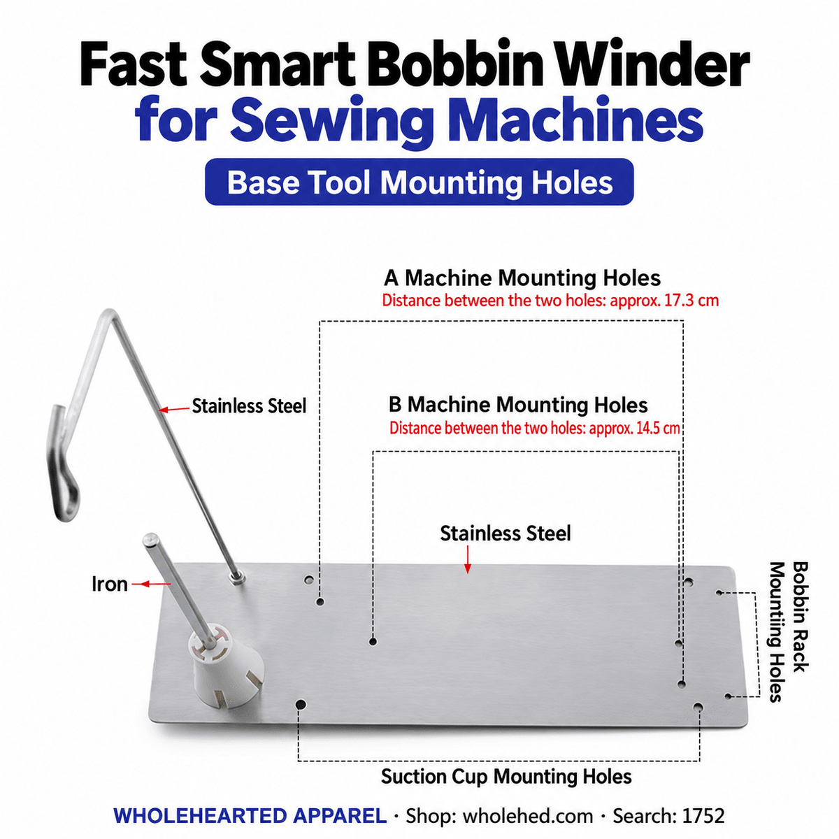1752★ Penggulung Bobbin Elektrik Cerdas Berkecepatan Tinggi dengan Dudukan yang Ditingkatkan, Kecepatan yang Dapat Disesuaikan & Rak Penyimpanan Bobbin untuk Mesin Jahit