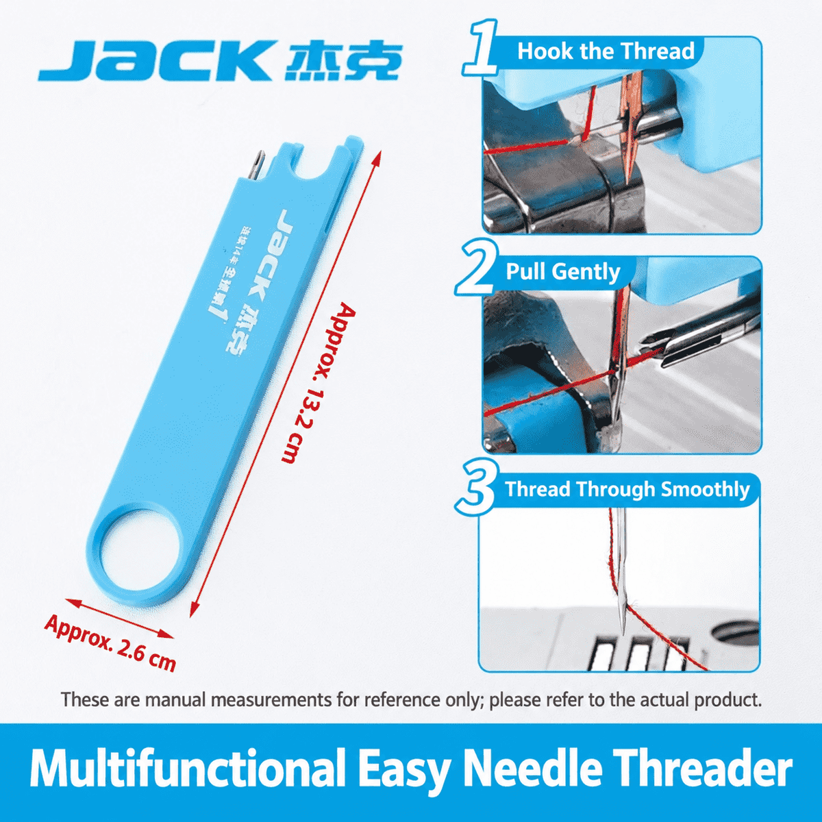 1723★ JACK職業用ミシン向け多機能糸通しツール第3世代、針通し器・拡大鏡・スケール付き、ミシンアクセサリー。