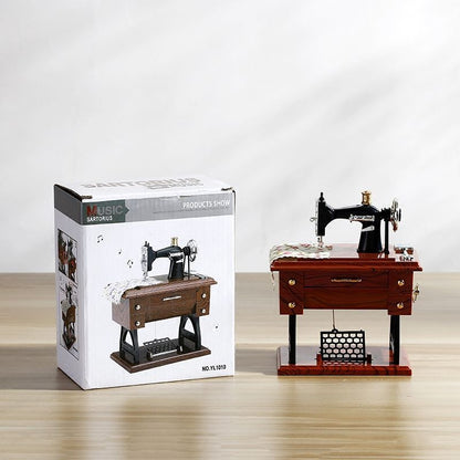 Caja de música con juguete de máquina de coser vintage 1878★ con mecanismo de movimiento, coleccionable de escritorio clásico.
