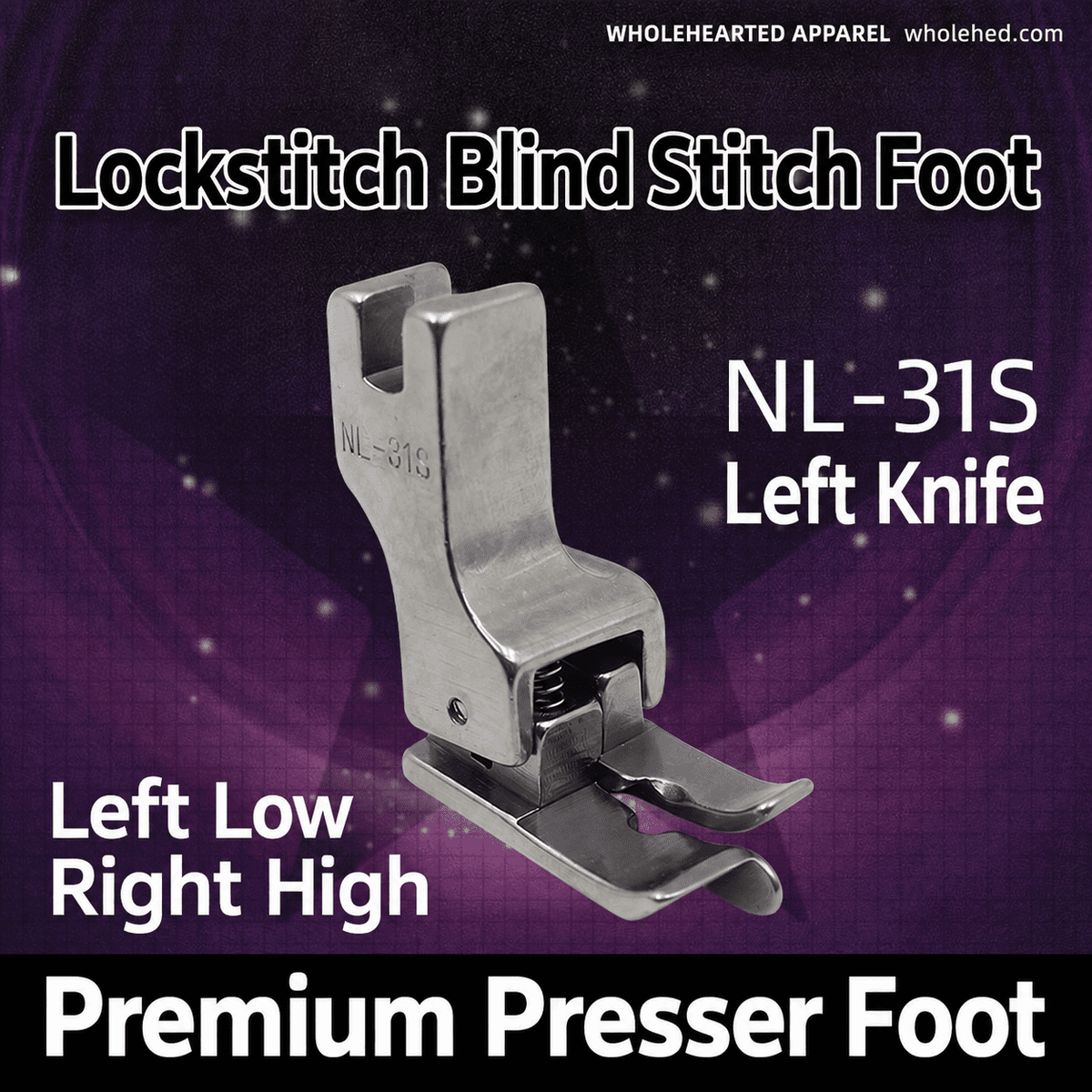 1382★ Daqian All-Steel Stitch-in-the-Ditch High-Low Presser Foot for Computerized Lockstitch Machines, Collar and Waistband Sewing.