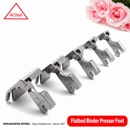 1357★ Flatbed Sewing Machine Binder Presser Foot with Wide Edge Guide for Hemming and Edge Binding.