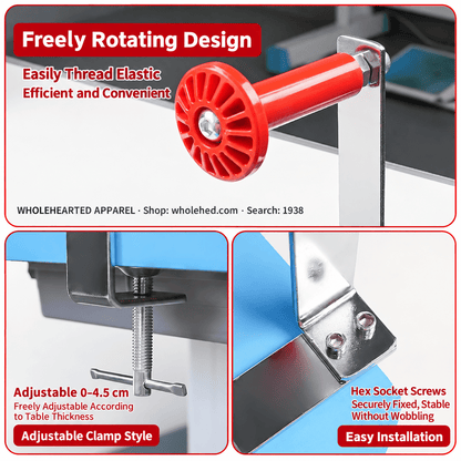 1938★ No-Drill Desktop Elastic Band and Waistband Drawstring Threader for Industrial Flatbed Sewing Machines