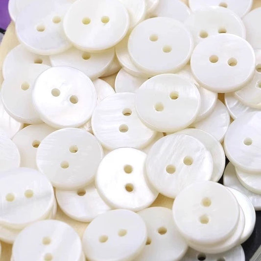 3013  Natural shell shirt suit coat high-end round flat two-eye white button cardigan shirt knitted sweater