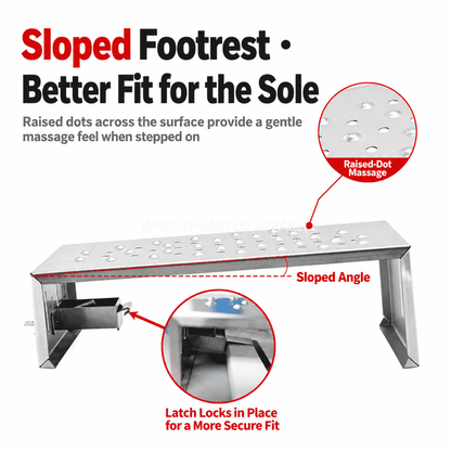 1923★ Second-Generation Stainless Steel Sewing Machine Foot Pedal Pad with Raised Anti-Slip Texture and Secure Clip Fixing.