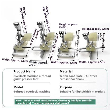 1762★ Four-Thread Overlock Edge Guide Presser Foot for Collar and Waist Sewing with Teflon Base ★