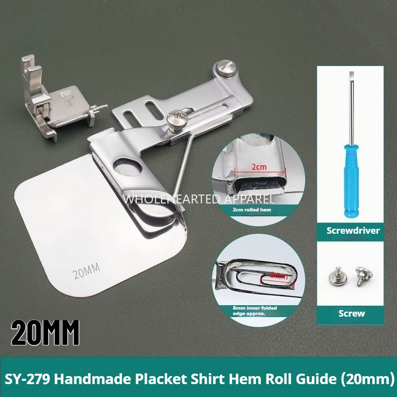 1757★ Handmade – Premium 279 shirt placket hemming folder, widened hemming attachment for curtain hems.★